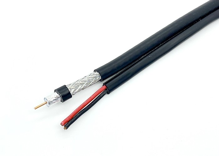 144*0.12AL Braiding USA Standard Rg6 Siamese Cable , Coaxial Cable For CCTV
